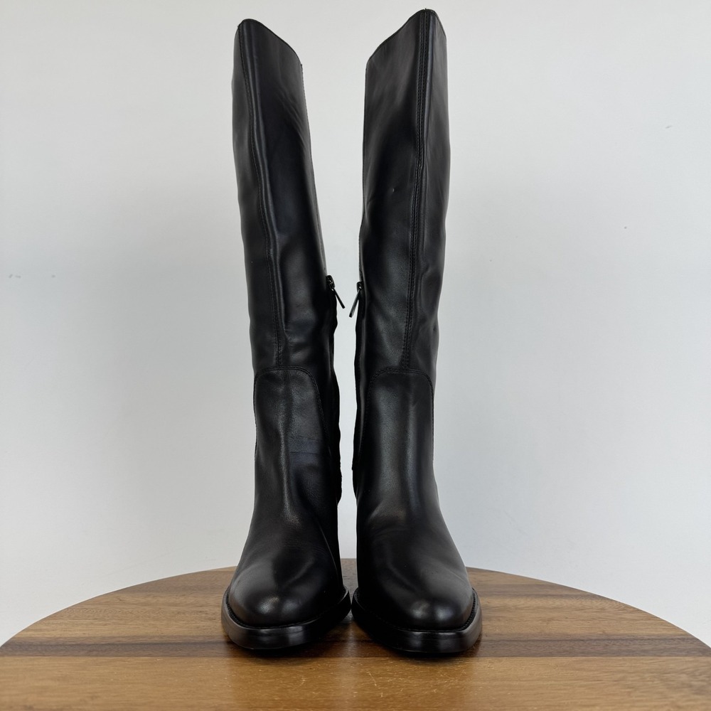 Womens Sam Edelman Soyer Black Leather Heeled Knee High Riding Boots Size 8 M - Picture 3 of 8